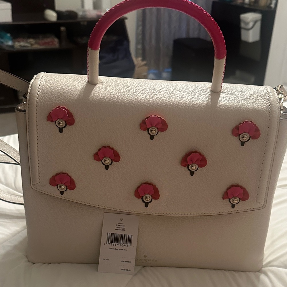 Kate Spade White and Pink Floral Satchel